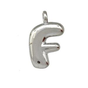 Copper Letter-F Pendant Platinum Plated, approx 12-14mm [FN42392]