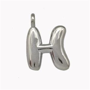 Copper Letter-H Pendant Platinum Plated, approx 12-14mm [FN42394]