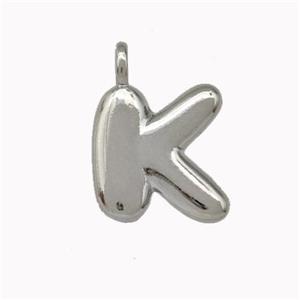 Copper Letter-K Pendant Platinum Plated, approx 12-14mm [FN42397]