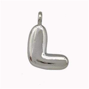 Copper Letter-L Pendant Platinum Plated, approx 12-14mm [FN42398]