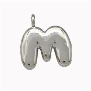 Copper Letter-M Pendant Platinum Plated, approx 12-14mm [FN42399]