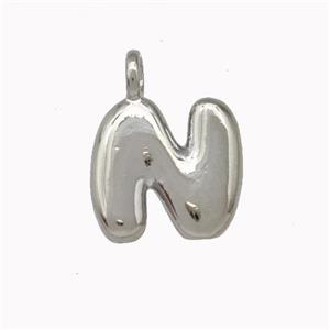 Copper Letter-N Pendant Platinum Plated, approx 12-14mm [FN42400]