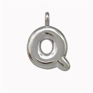 Copper Letter-Q Pendant Platinum Plated, approx 12-14mm [FN42403]