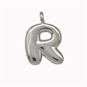 Copper Letter-R Pendant Platinum Plated, approx 12-14mm [FN42404]