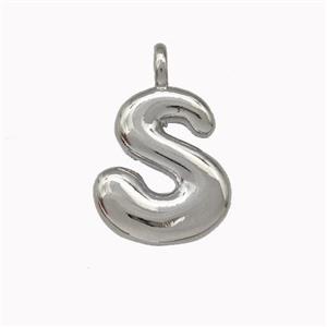 Copper Letter-S Pendant Platinum Plated, approx 12-14mm [FN42405]