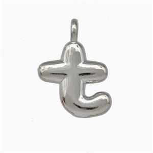 Copper Letter-T Pendant Platinum Plated, approx 12-14mm [FN42406]