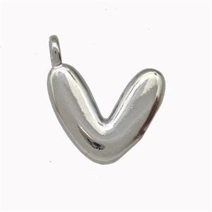 Copper Letter-V Pendant Platinum Plated, approx 12-14mm [FN42408]