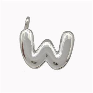 Copper Letter-W Pendant Platinum Plated, approx 12-14mm [FN42409]