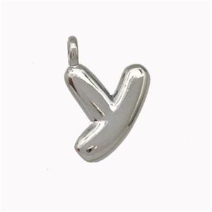 Copper Letter-Y Pendant Platinum Plated, approx 12-14mm [FN42411]