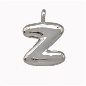 Copper Letter-Z Pendant Platinum Plated, approx 12-14mm [FN42412]