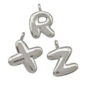 Copper Alphabet Pendant Mixed Letters Platinum Plated, approx 12-14mm [FN42413]