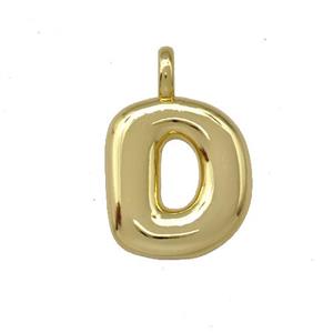 Copper Letter-D Pendant Gold Plated, approx 12-14mm [FN42417]