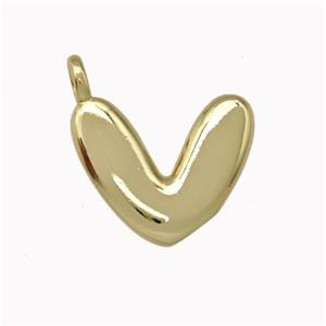 Copper Letter-V Pendant Gold Plated, approx 12-14mm [FN42435]