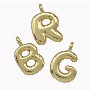 Copper Alphabet Pendant Mixed Letters Gold Plated, approx 12-14mm [FN42440]