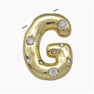 Copper Pendant Pave Zirconia Letter-G Gold Plated, approx 11-18mm [FN42447]