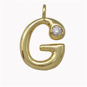 Copper Pendant Pave Zirconia Letter-G Gold Plated, approx 11-18mm [FN42474]