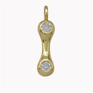 Copper Pendant Pave Zirconia Letter-I Gold Plated, approx 5-18mm [FN42476]
