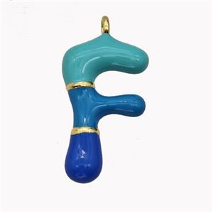 Copper Letter-F Pendant Enamel Gold Plated, approx 11-20mm [FN42500]