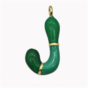 Copper Letter-J Pendant Enamel Gold Plated, approx 11-20mm [FN42504]