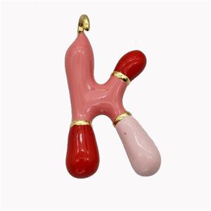 Copper Letter-K Pendant Enamel Gold Plated, approx 11-20mm [FN42505]