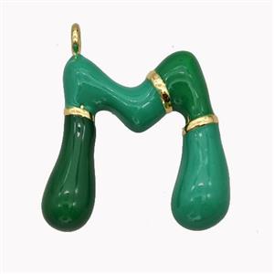 Copper Letter-M Pendant Enamel Gold Plated, approx 11-20mm [FN42507]