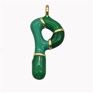 Copper Letter-P Pendant Enamel Gold Plated, approx 11-20mm [FN42510]
