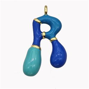 Copper Letter-R Pendant Enamel Gold Plated, approx 11-20mm [FN42512]