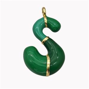 Copper Letter-S Pendant Enamel Gold Plated, approx 11-20mm [FN42513]
