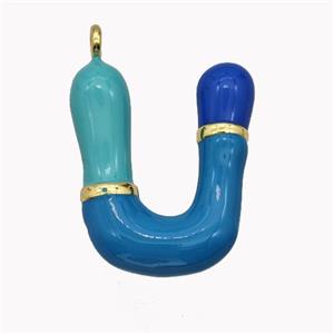 Copper Letter-U Pendant Enamel Gold Plated, approx 11-20mm [FN42515]