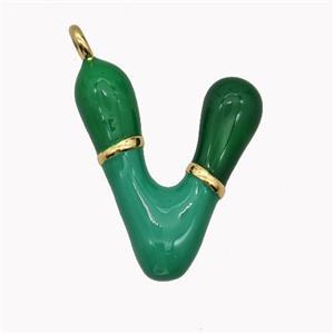 Copper Letter-V Pendant Enamel Gold Plated, approx 11-20mm [FN42516]