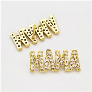 Copper MAMA Earrings Stud Pave Zirconia Gold Plated, approx 9-21mm [FN42537]