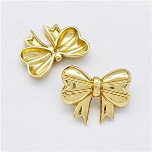 Copper Bow Stud Earrings Gold Plated, approx 16-20mm [FN42557]