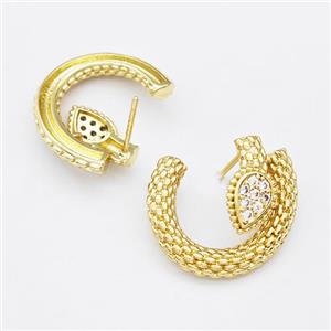Copper Earring Studs Pave Zirconia Gold Plated, approx 20-22mm [FN42565]