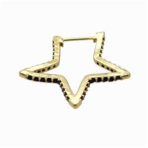 Copper Star Earring Studs Pave Zirconia Gold Plated, approx 17-25mm [FN42583]