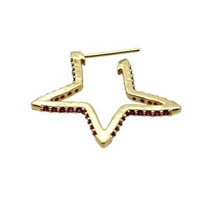 Copper Star Earring Studs Pave Zirconia Gold Plated, approx 17-25mm [FN42584]
