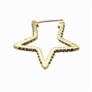 Copper Star Earring Studs Pave Zirconia Gold Plated, approx 17-25mm [FN42585]