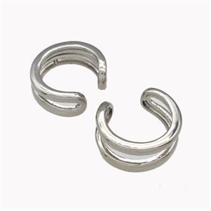 Copper Clip Earrings Platinum Plated, approx 5mm, 14mm dia [FN42586]