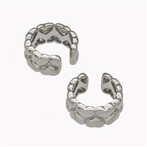 Copper Clip Earrings Heart Platinum Plated, approx 6mm, 14mm dia [FN42598]