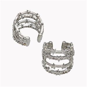 Copper Clip Earrings Pave Zirconia Platinum Plated, approx 16mm, 18mm dia [FN42600]