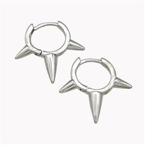 Copper Spike Hoop Earrings Piercing Septum Platinum Plated, approx 23-25mm, 15mm dia [FN42637]
