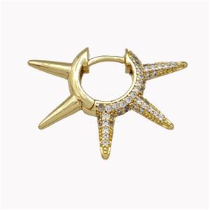 Copper Spike Hoop Earrings Pave Zirconia Piercing Septum Gold Plated, approx 20-30mm, 14mm dia [FN42640]
