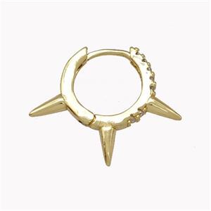 Copper Spike Hoop Earrings Pave Zirconia Piercing Septum Gold Plated, approx 20-25mm, 16mm dia [FN42642]
