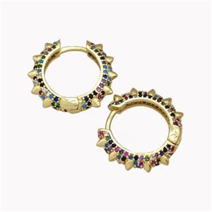 Copper Hoop Earrings Pave Zirconia Gold Plated, approx 4mm, 20mm dia [FN42645]