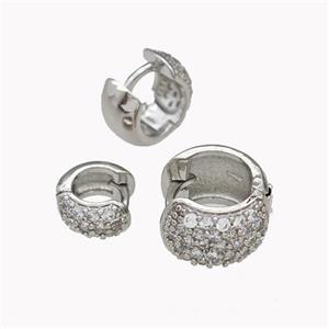Copper Hoop Earrings Pave Zirconia Platinum Plated, approx 9mm dia [FN42646-9MM]
