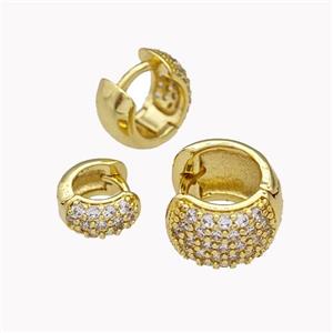 Copper Hoop Earrings Pave Zirconia Gold Plated, approx 9mm dia [FN42647-9MM]