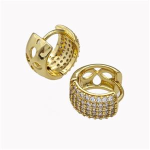 Copper Hoop Earrings Pave Zirconia Gold Plated, approx 8.5mm, 14mm dia [FN42649]