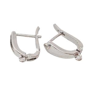 Copper Latchback Earrings With Loop Platinum Plated, approx 12-16mm [FN42650]