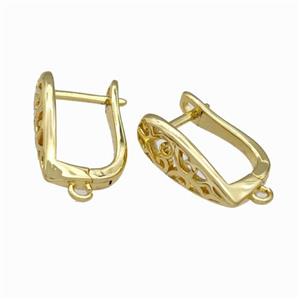 Copper Latchback Earrings With Loop Gold Plated, approx 6-16mm, 12-16mm [FN42657]