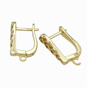 Copper Latchback Earrings Pave Zirconia Gold Plated, approx 4-16mm, 11-16mm [FN42663]