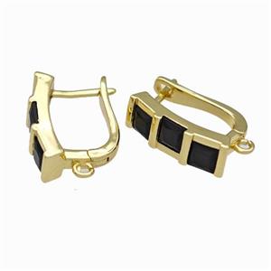 Copper Latchback Earrings Pave Zirconia Gold Plated, approx 5-16mm, 12-16mm [FN42664]